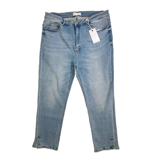 NWT Risen Mid Rise Curvy Yoke Skinny Jeans Light Wash Denim Pants Plus Size 3XL - Picture 3 of 16